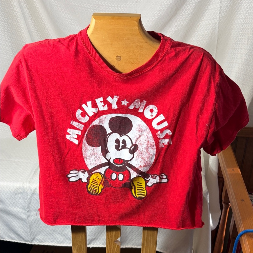 Red Mickey Mouse Women’s half shirt